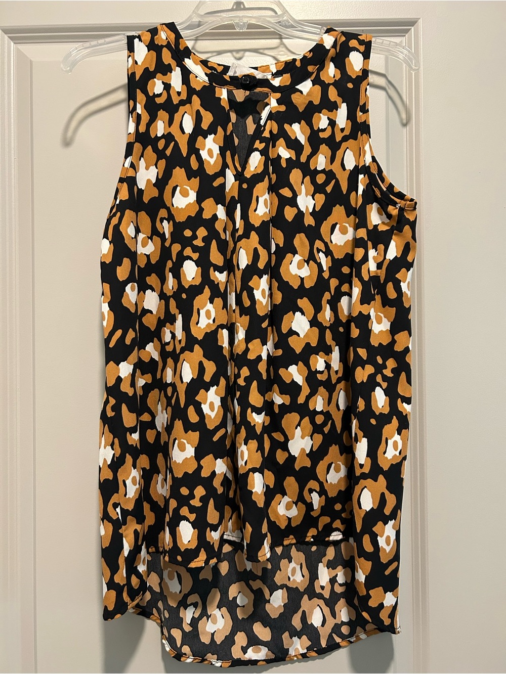 Peach Love California Black Mustard & White Leopard-Print Sleeveless Camisole